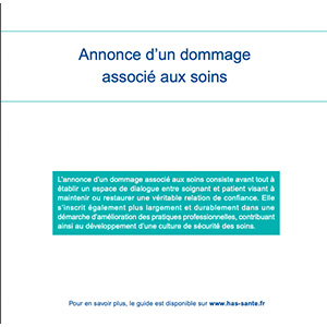 Annonce d’un dommage associé aux soins